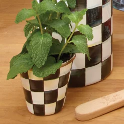 MacKenzie-Childs Courtly Check Enamel Herb Pots - Set Of 3* Pots & Planters