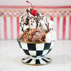 MacKenzie-Childs Courtly Check Enamel Ice Cream Dish* Outdoor Entertaining