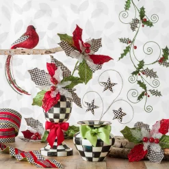 MacKenzie-Childs Courtly Check Enamel Large Vase - Green Bow* Room Accents