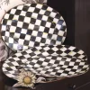 MacKenzie-Childs Courtly Check Enamel Oval Platter - Small* Outdoor Entertaining