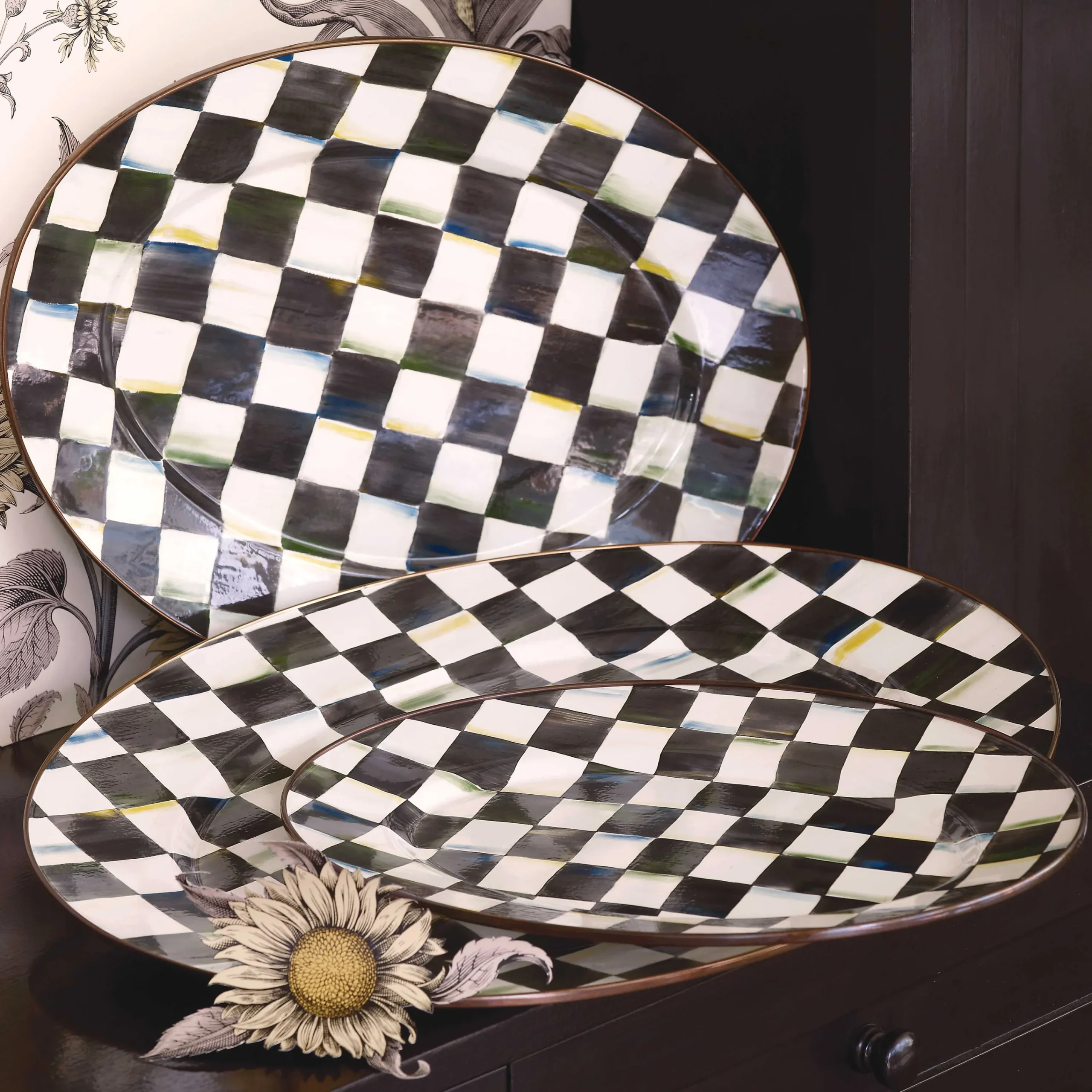 MacKenzie-Childs Courtly Check Enamel Oval Platter - Medium* Outdoor Entertaining