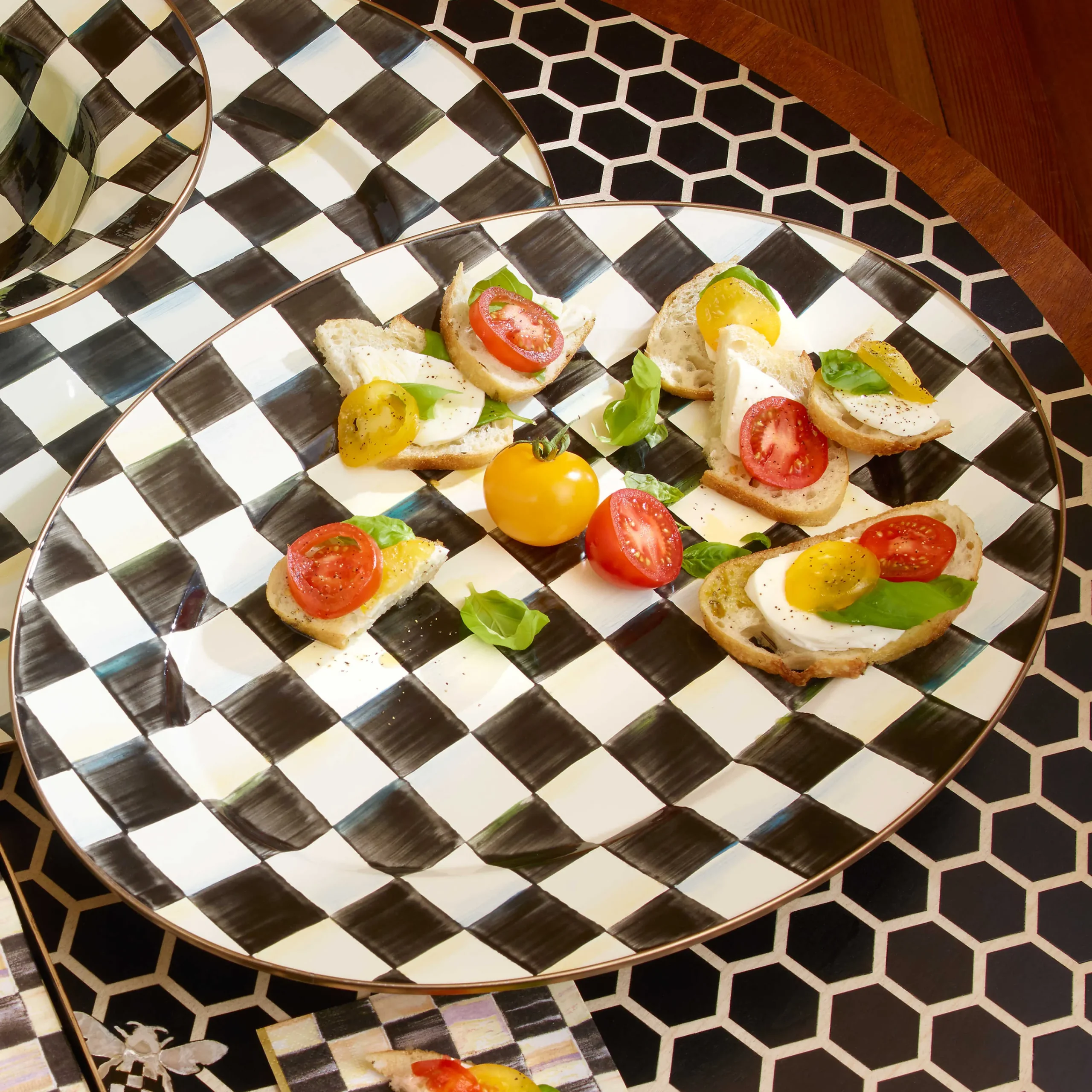 MacKenzie-Childs Courtly Check Enamel Oval Platter - Medium* Outdoor Entertaining