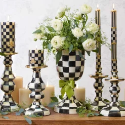 MacKenzie-Childs Courtly Check Enamel Pedestal Vase - Green Bow* Room Accents