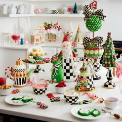 MacKenzie-Childs Courtly Check Enamel Pedestal Platter - Mini* Outdoor Entertaining