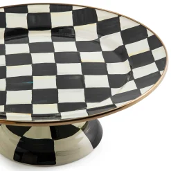 MacKenzie-Childs Courtly Check Enamel Pedestal Platter - Small* Outdoor Entertaining