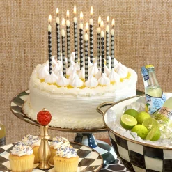 MacKenzie-Childs Courtly Check Enamel Pedestal Platter - Small* Outdoor Entertaining