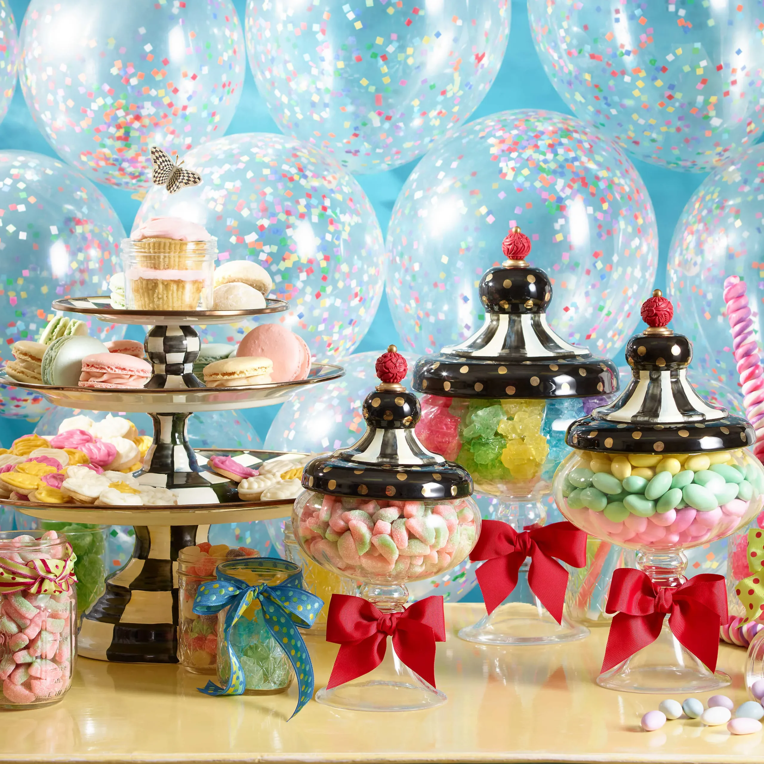 MacKenzie-Childs Courtly Check Enamel Pedestal Platter - Large* Outdoor Entertaining