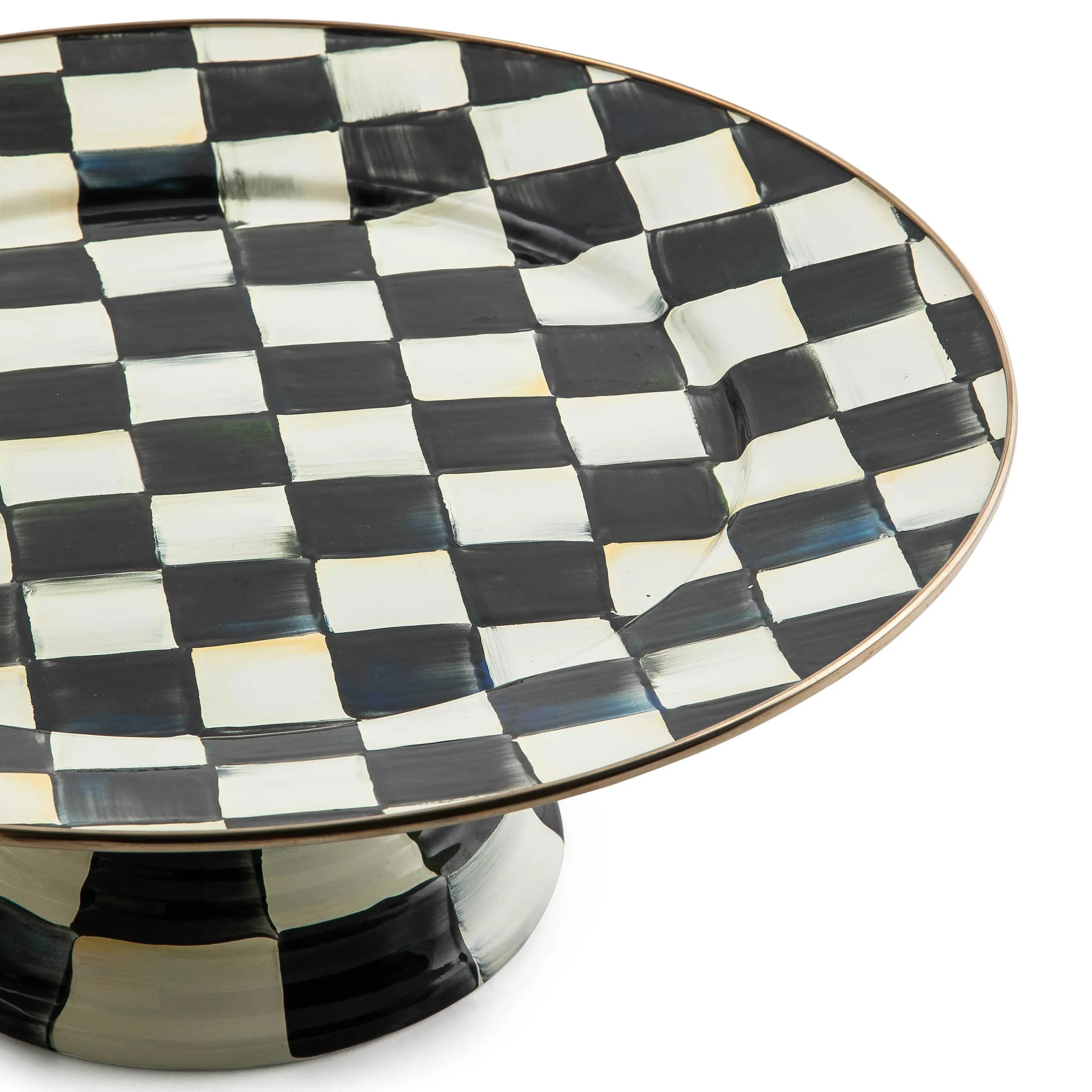 MacKenzie-Childs Courtly Check Enamel Pedestal Platter - Large* Outdoor Entertaining