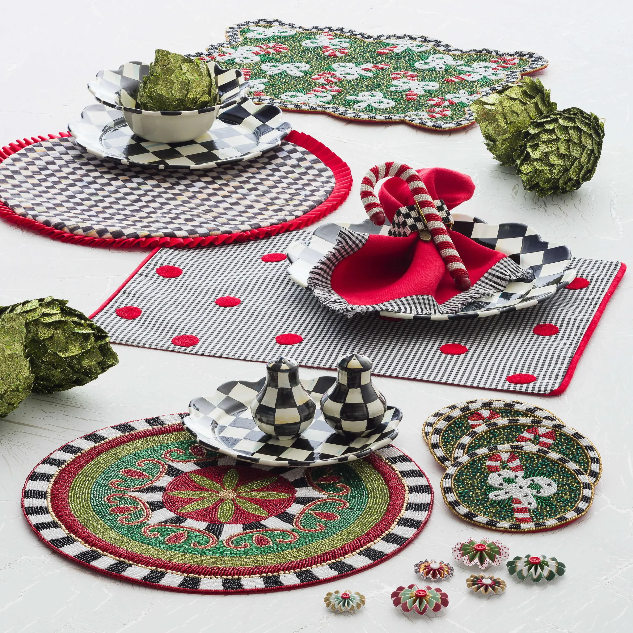 MacKenzie-Childs Courtly Check Enamel Petal Salad/Dessert Plate* Outdoor Entertaining