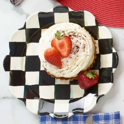 MacKenzie-Childs Courtly Check Enamel Petal Salad/Dessert Plate* Outdoor Entertaining