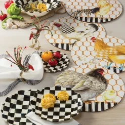 MacKenzie-Childs Courtly Check Enamel Petal Salad/Dessert Plate* Outdoor Entertaining