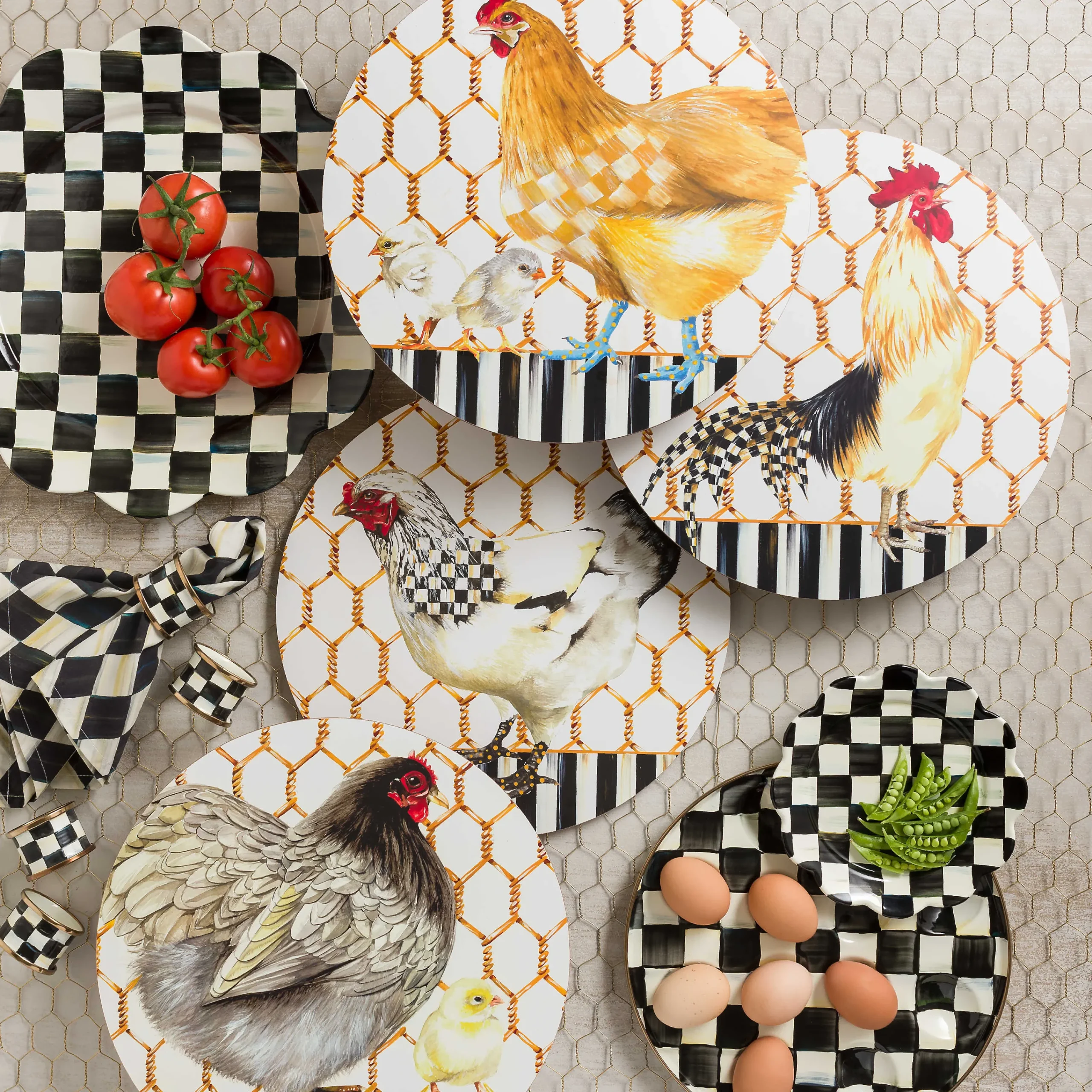 MacKenzie-Childs Courtly Check Enamel Petal Salad/Dessert Plate* Outdoor Entertaining