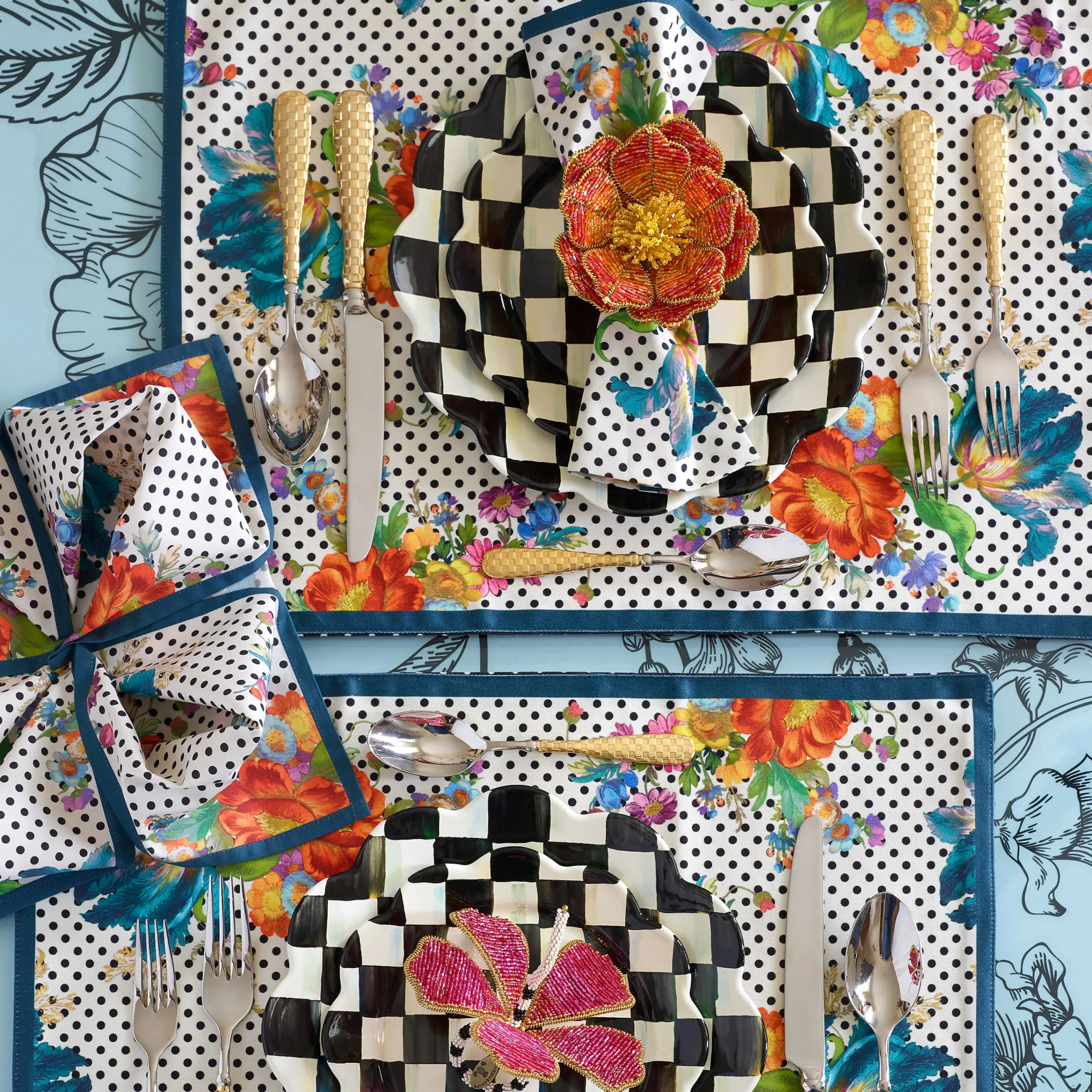 MacKenzie-Childs Courtly Check Enamel Petal Salad/Dessert Plate* Outdoor Entertaining