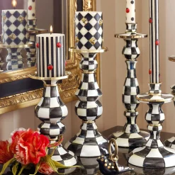 MacKenzie-Childs Courtly Check Enamel Pillar Candlestick - Medium* Candles & Fragrances