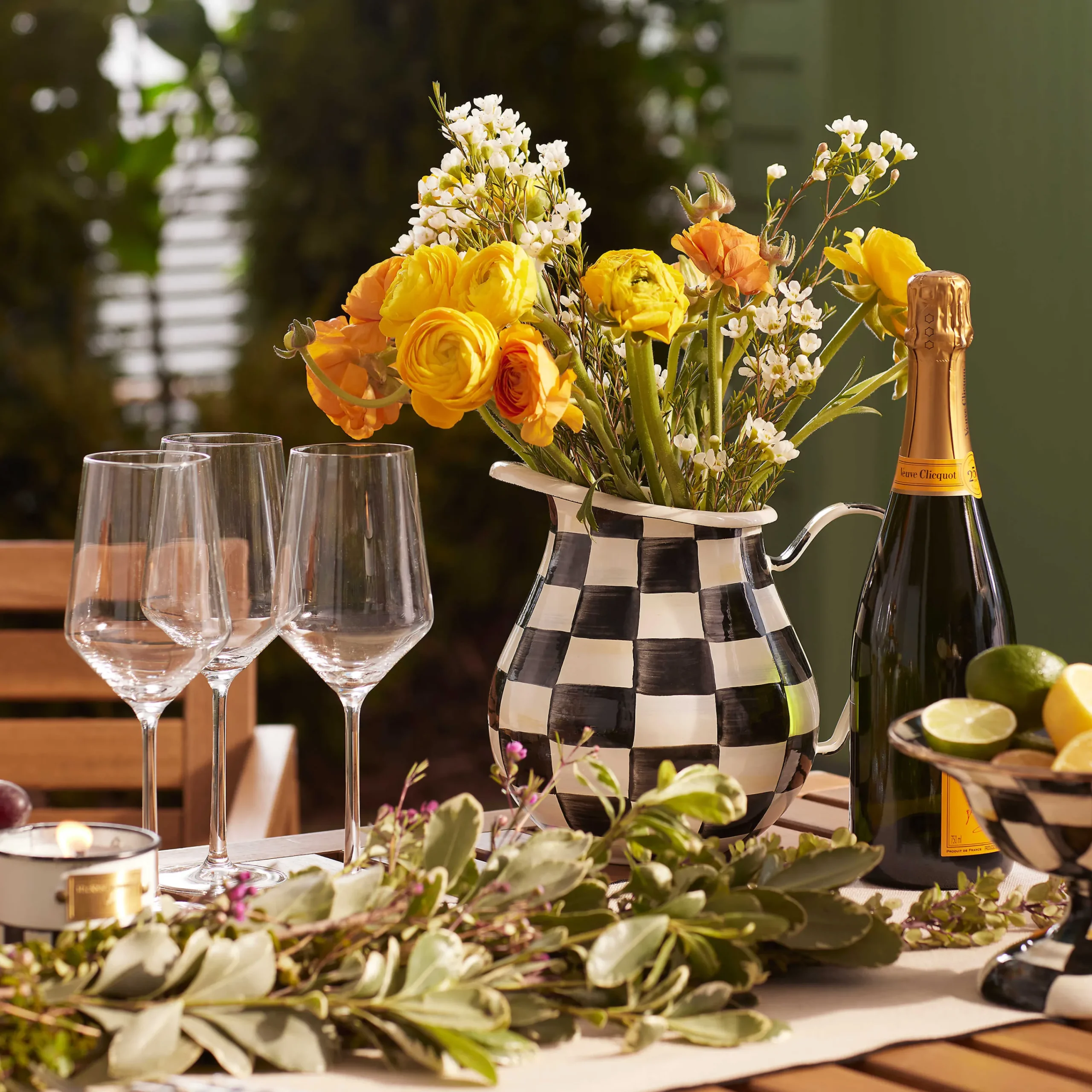 MacKenzie-Childs Courtly Check Enamel Pitcher* Outdoor Entertaining