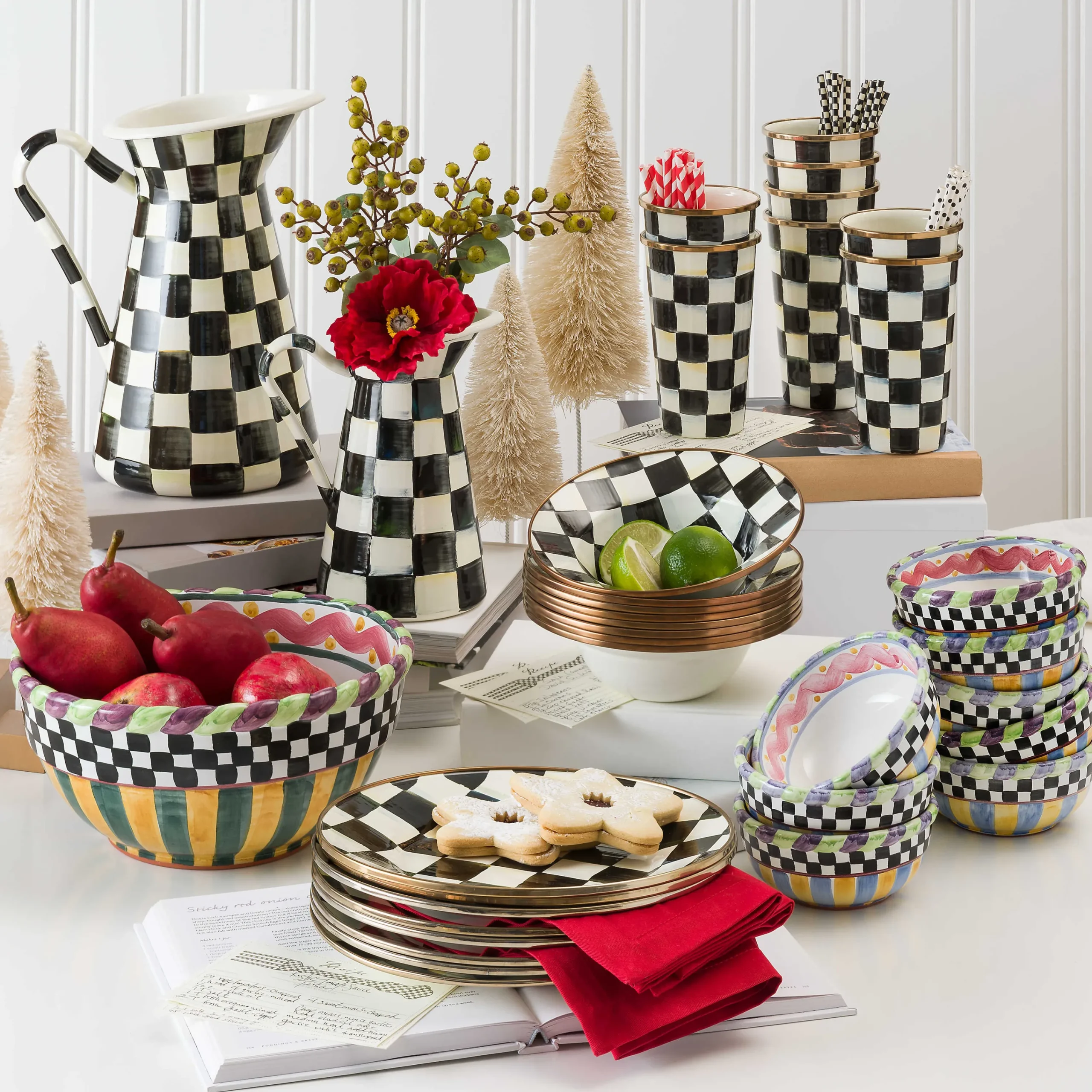 MacKenzie-Childs Courtly Check Enamel Practical Pitcher - Large* Outdoor Entertaining