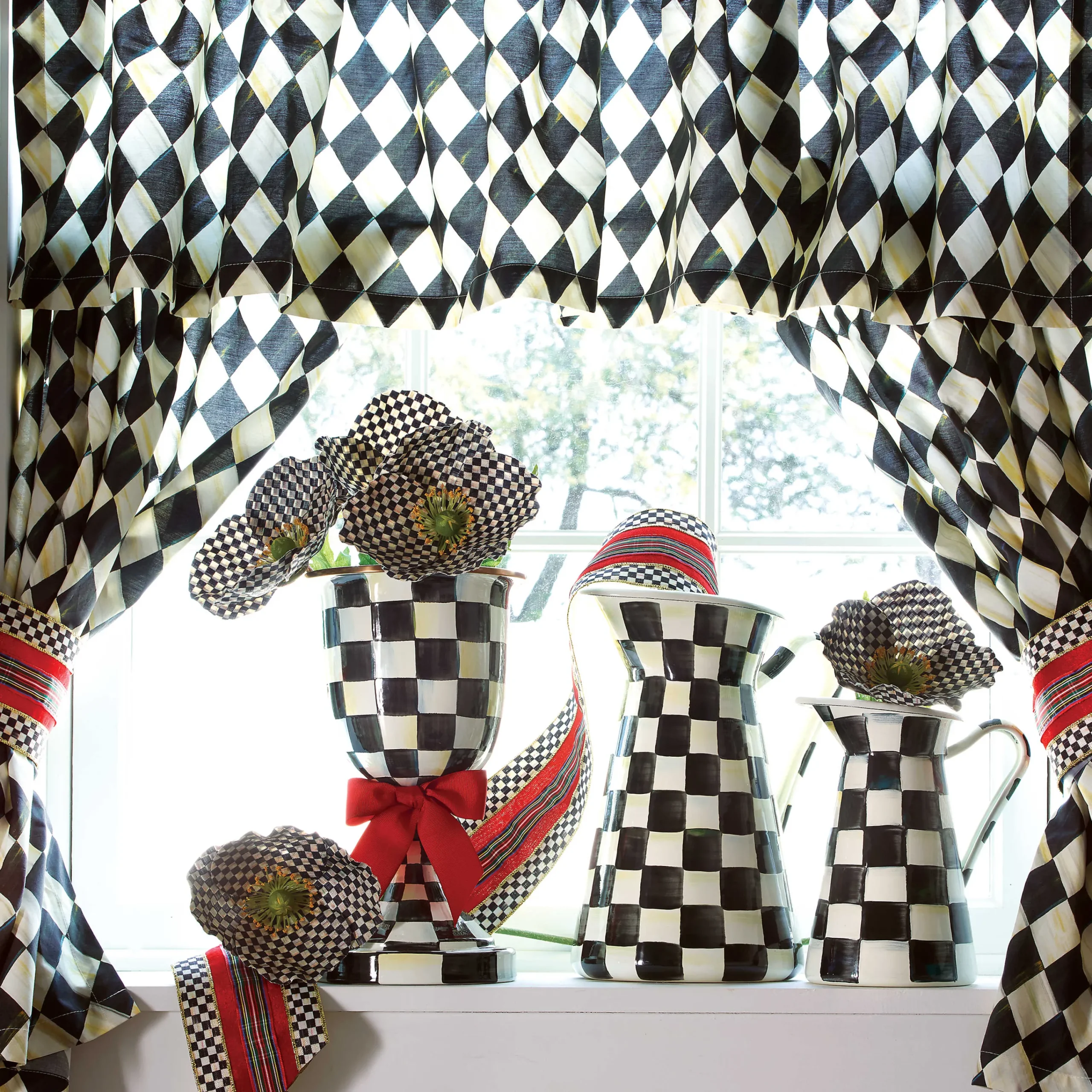 MacKenzie-Childs Courtly Check Enamel Practical Pitcher - Medium* Outdoor Entertaining