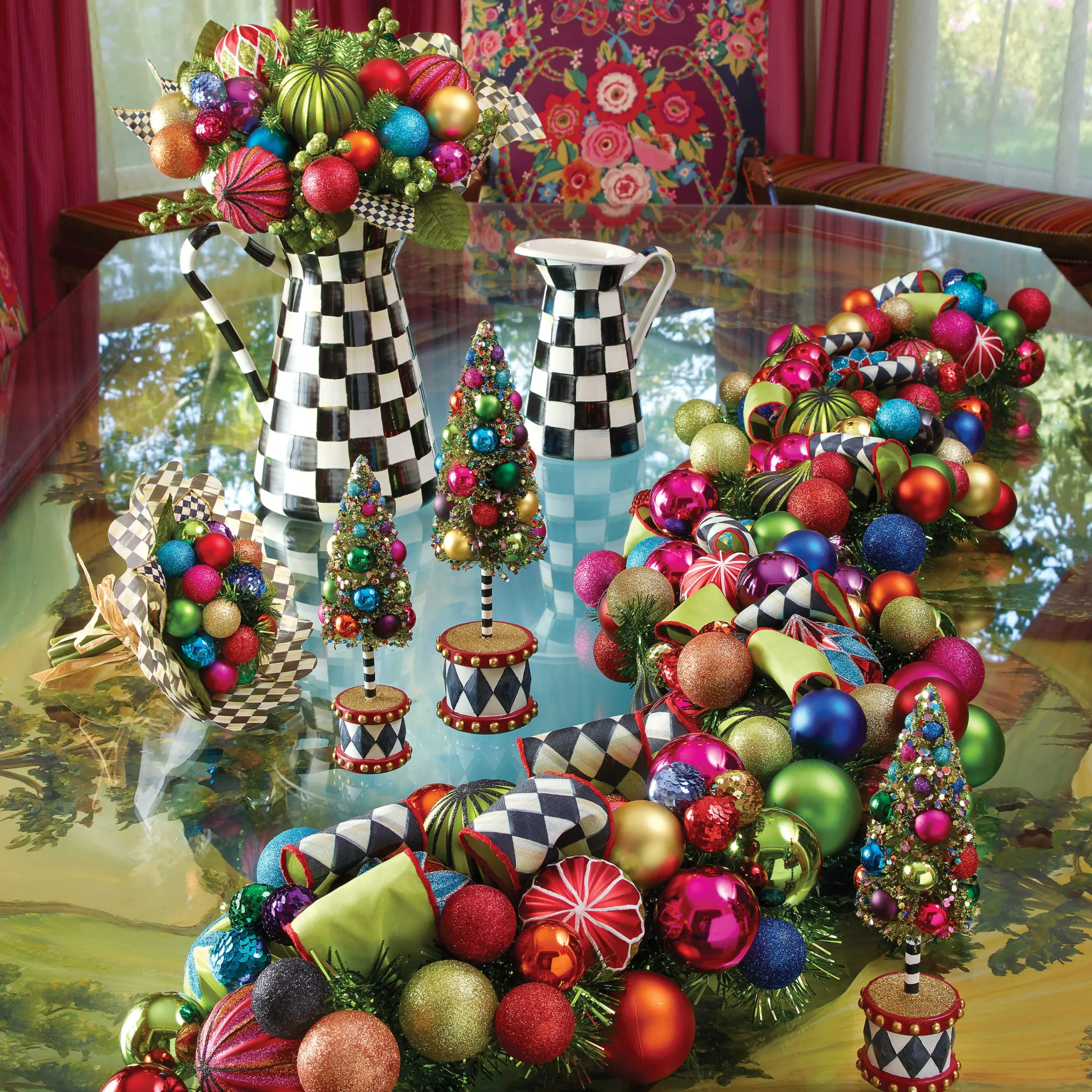 MacKenzie-Childs Courtly Check Enamel Practical Pitcher - Medium* Outdoor Entertaining