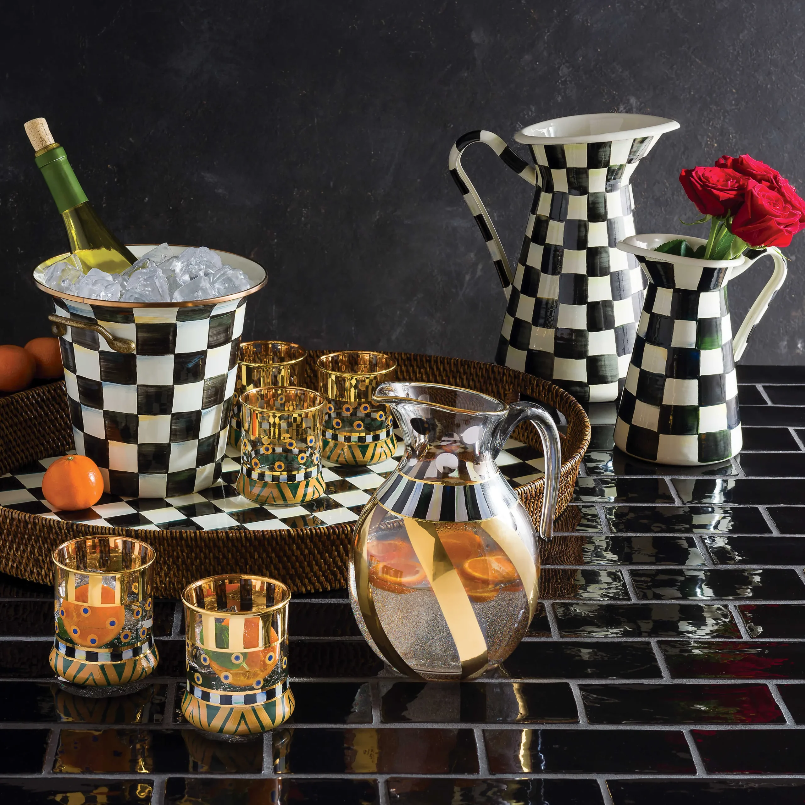 MacKenzie-Childs Courtly Check Enamel Practical Pitcher - Medium* Outdoor Entertaining