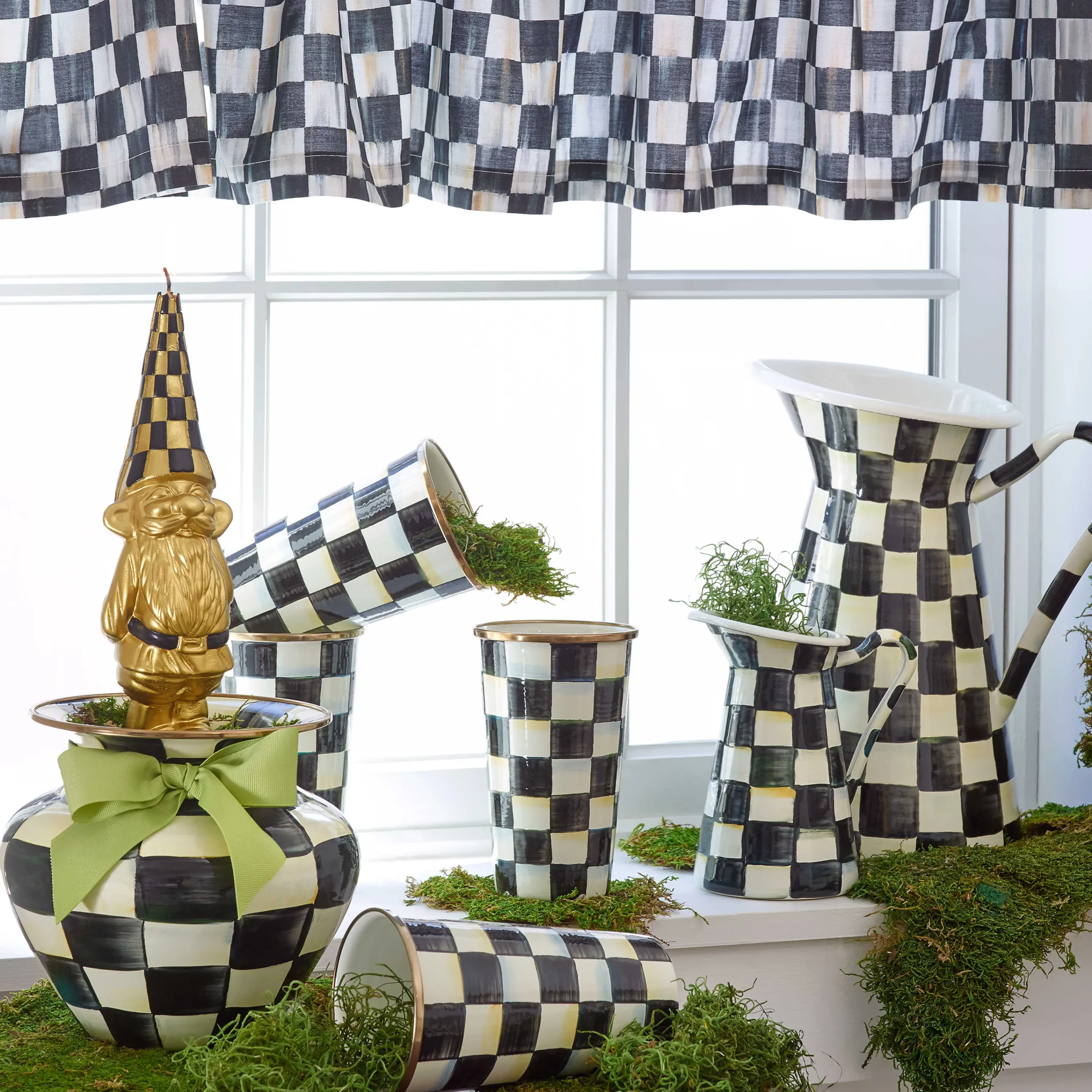 MacKenzie-Childs Courtly Check Enamel Practical Pitcher - Small* Outdoor Entertaining