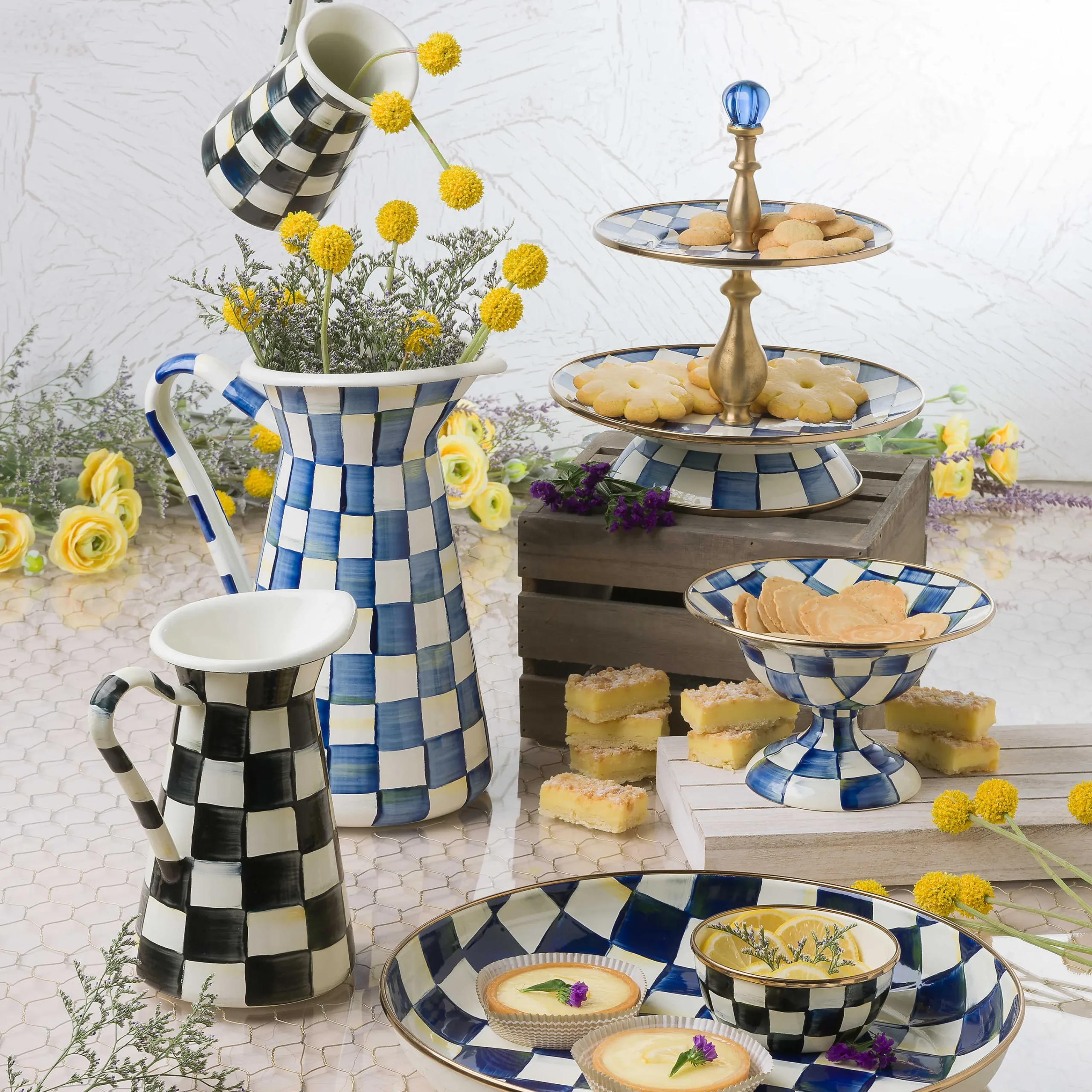 MacKenzie-Childs Courtly Check Enamel Practical Pitcher - Small* Outdoor Entertaining