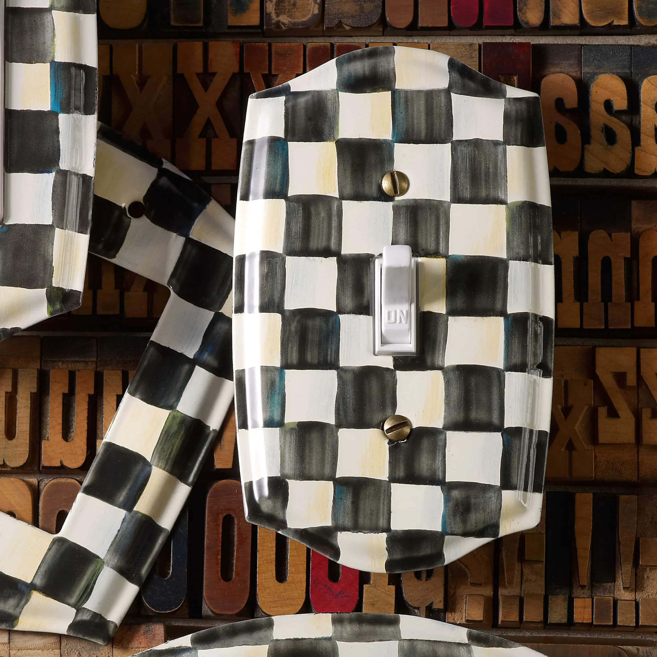 MacKenzie-Childs Courtly Check Enamel Switch Plate - Single Toggle* Room Accents