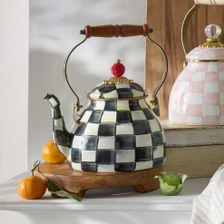 MacKenzie-Childs Courtly Check Enamel Tea Kettle - 2 Quart* Tea Kettles