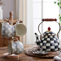 MacKenzie-Childs Courtly Check Enamel Tea Kettle - 2 Quart* Tea Kettles