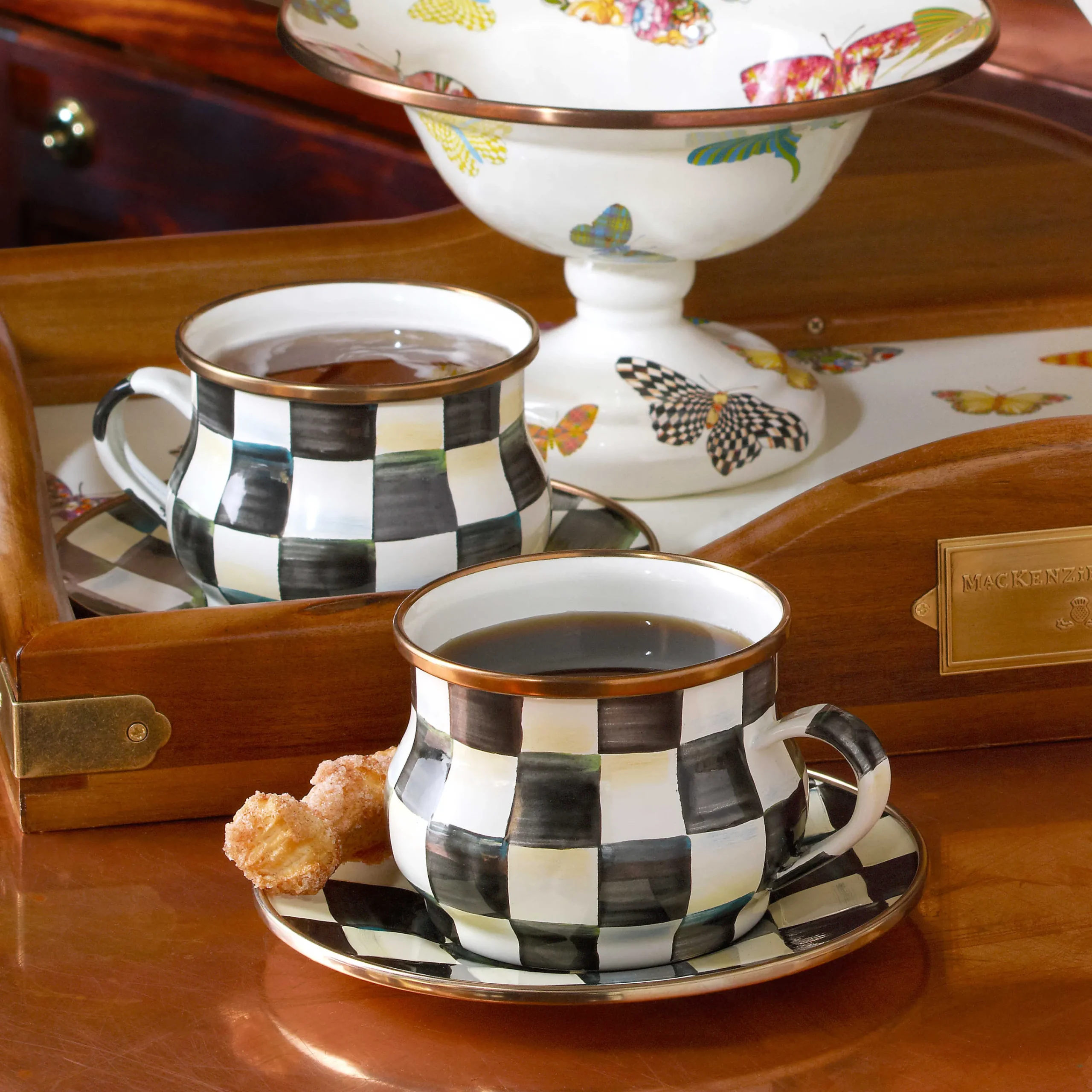 MacKenzie-Childs Courtly Check Enamel Teacup* Outdoor Entertaining