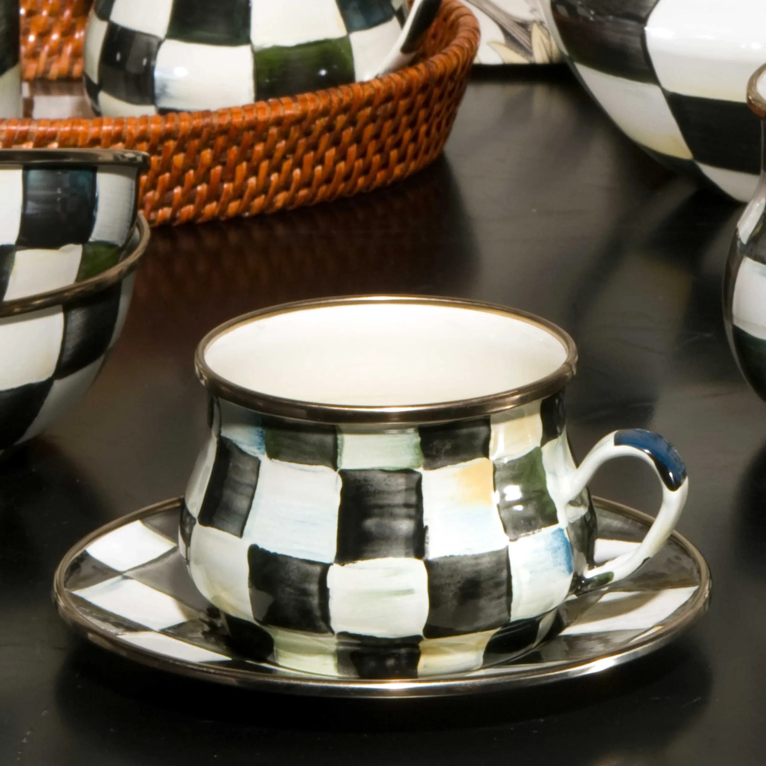 MacKenzie-Childs Courtly Check Enamel Teacup* Outdoor Entertaining