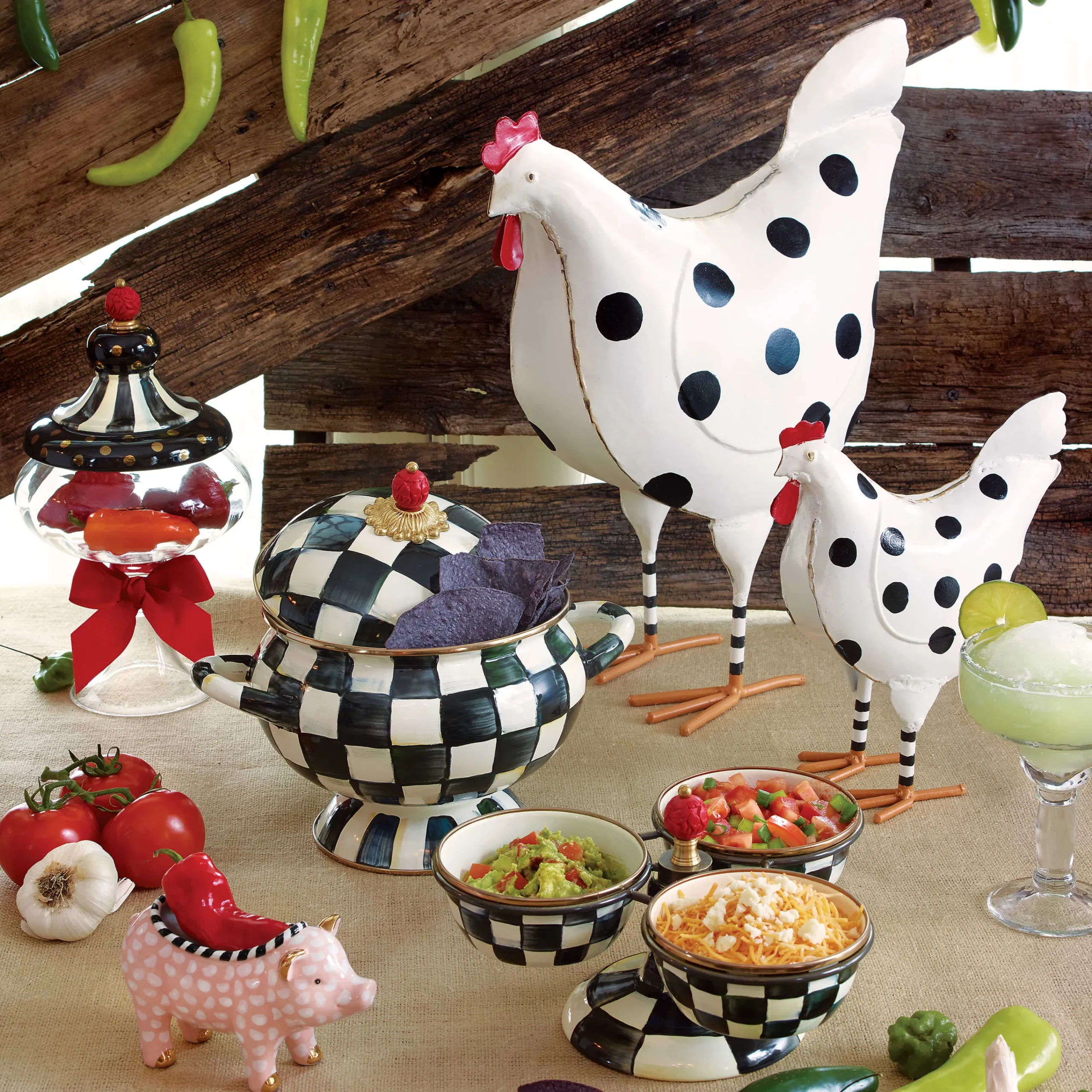 MacKenzie-Childs Courtly Check Enamel Triplicity* Outdoor Entertaining