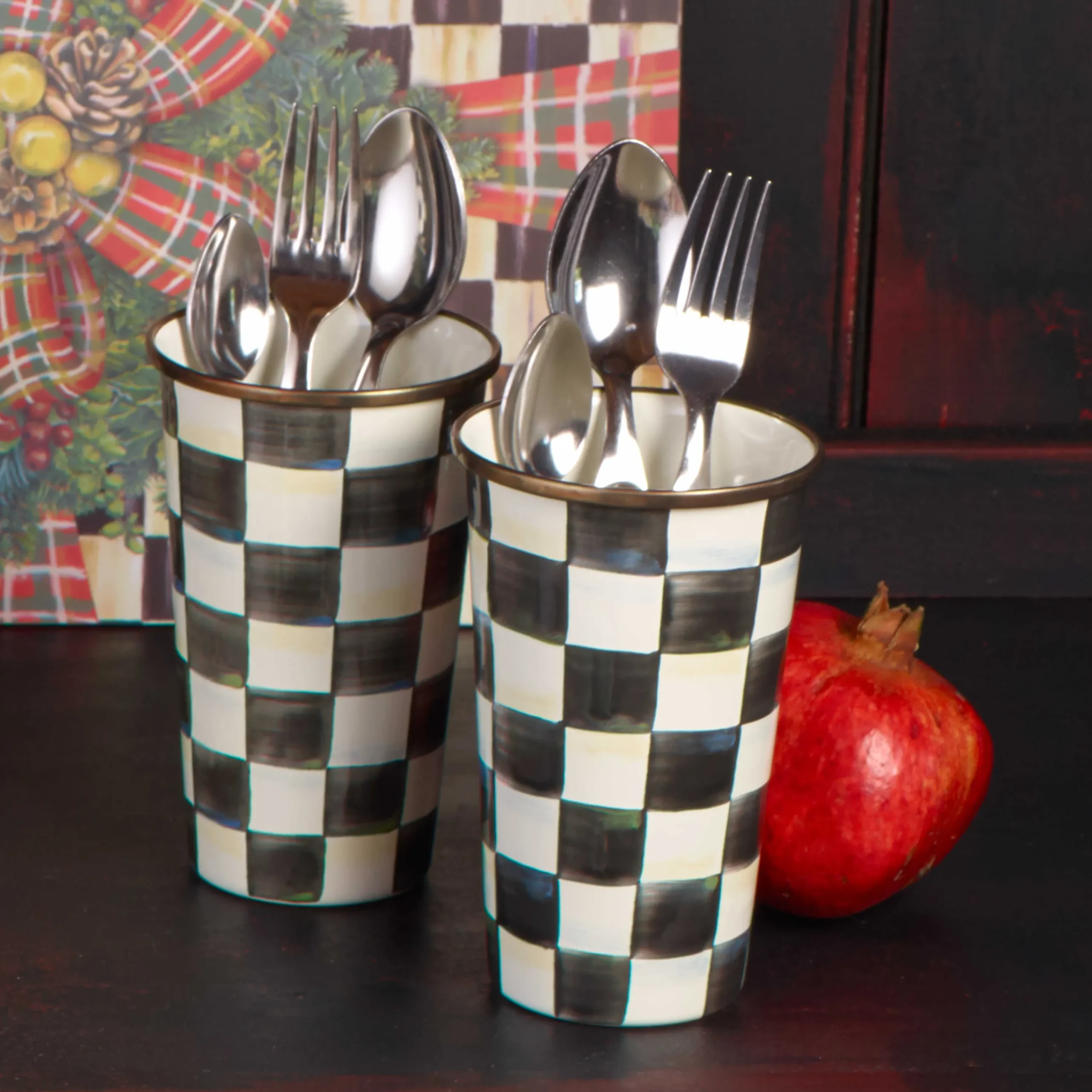 MacKenzie-Childs Courtly Check Enamel Tumbler - 20 Ounce* Outdoor Entertaining