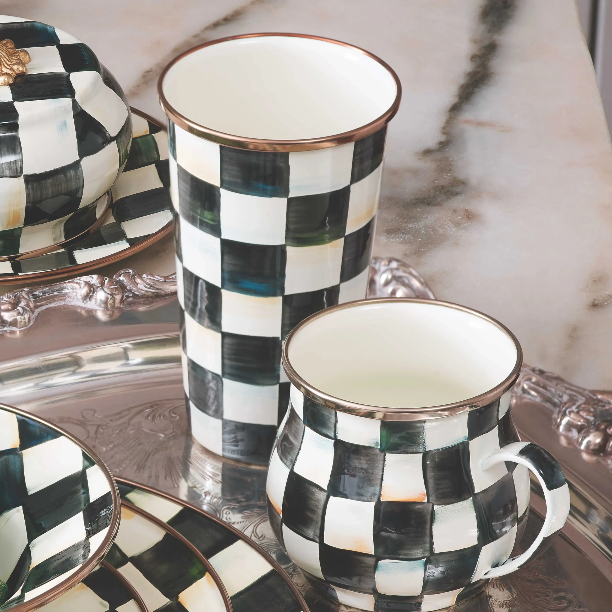 MacKenzie-Childs Courtly Check Enamel Tumbler - 20 Ounce* Outdoor Entertaining