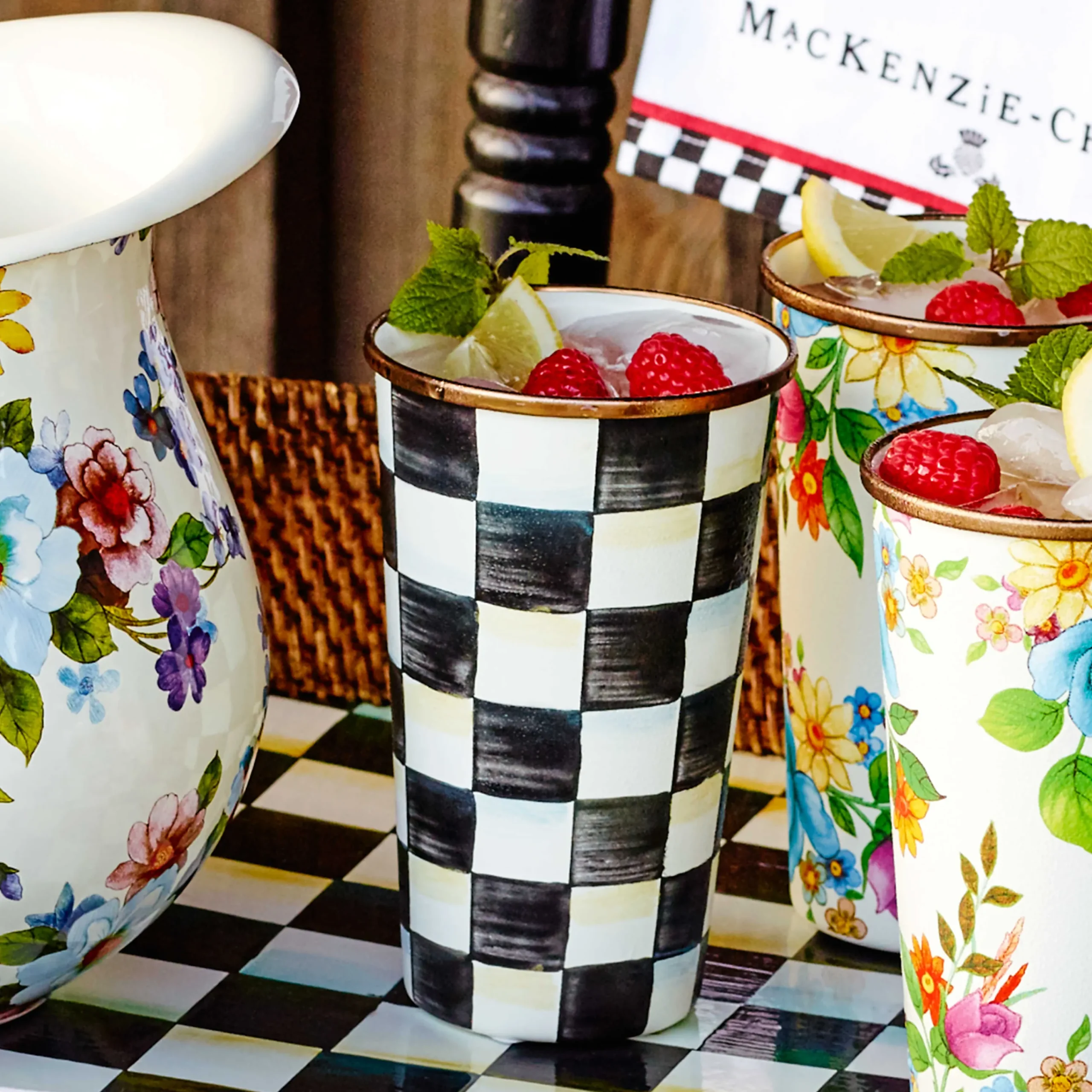MacKenzie-Childs Courtly Check Enamel Tumbler - 20 Ounce* Outdoor Entertaining