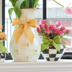 MacKenzie-Childs Courtly Check Enamel Vase - Green Bow* Room Accents