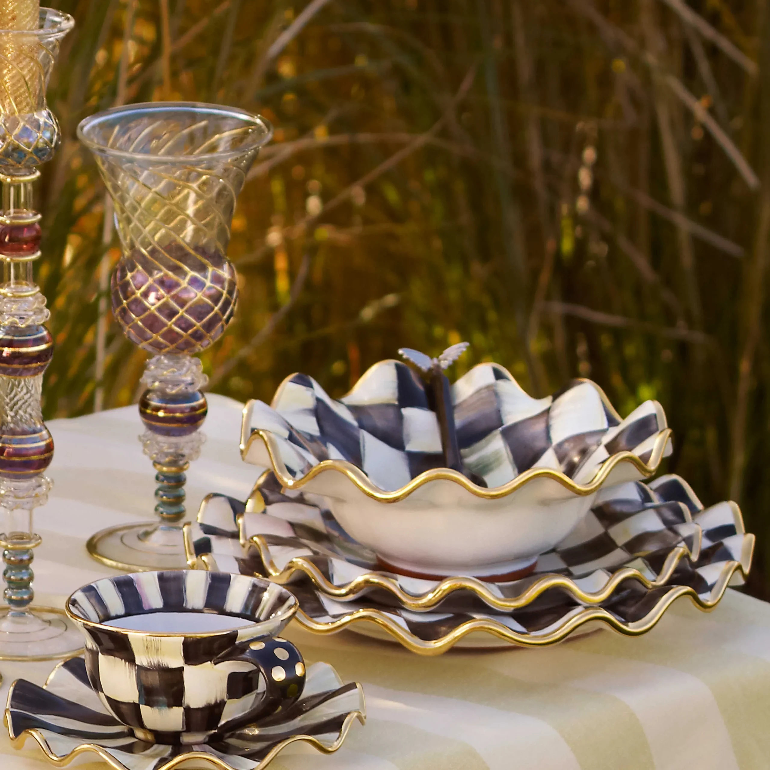 MacKenzie-Childs Courtly Check Fluted Breakfast Bowl* Outdoor Entertaining