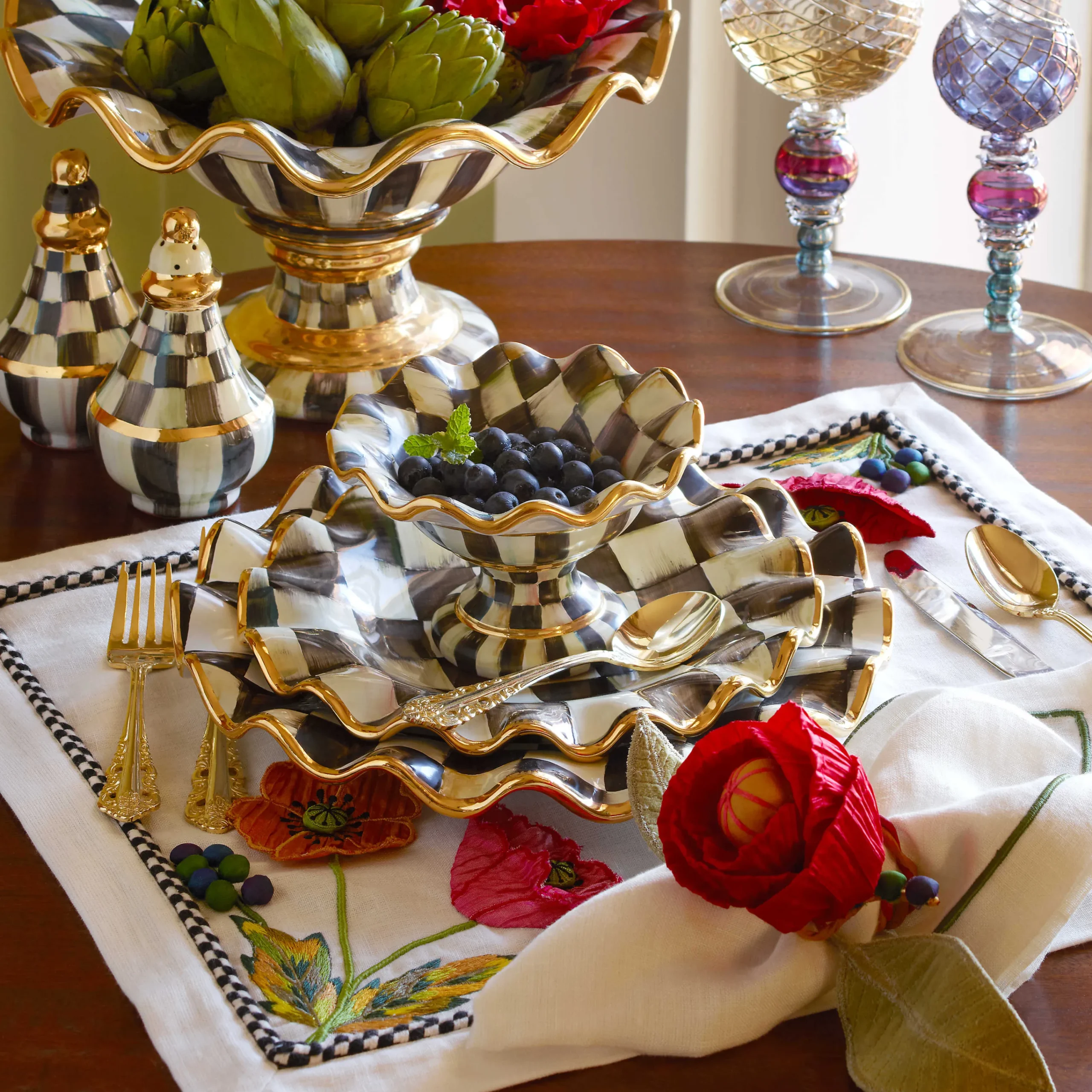 MacKenzie-Childs Courtly Check Fluted Dinner Plate* Outdoor Entertaining