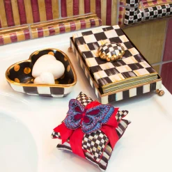 MacKenzie-Childs Courtly Check Guest Towel Holder Set - Gold* Outdoor Entertaining