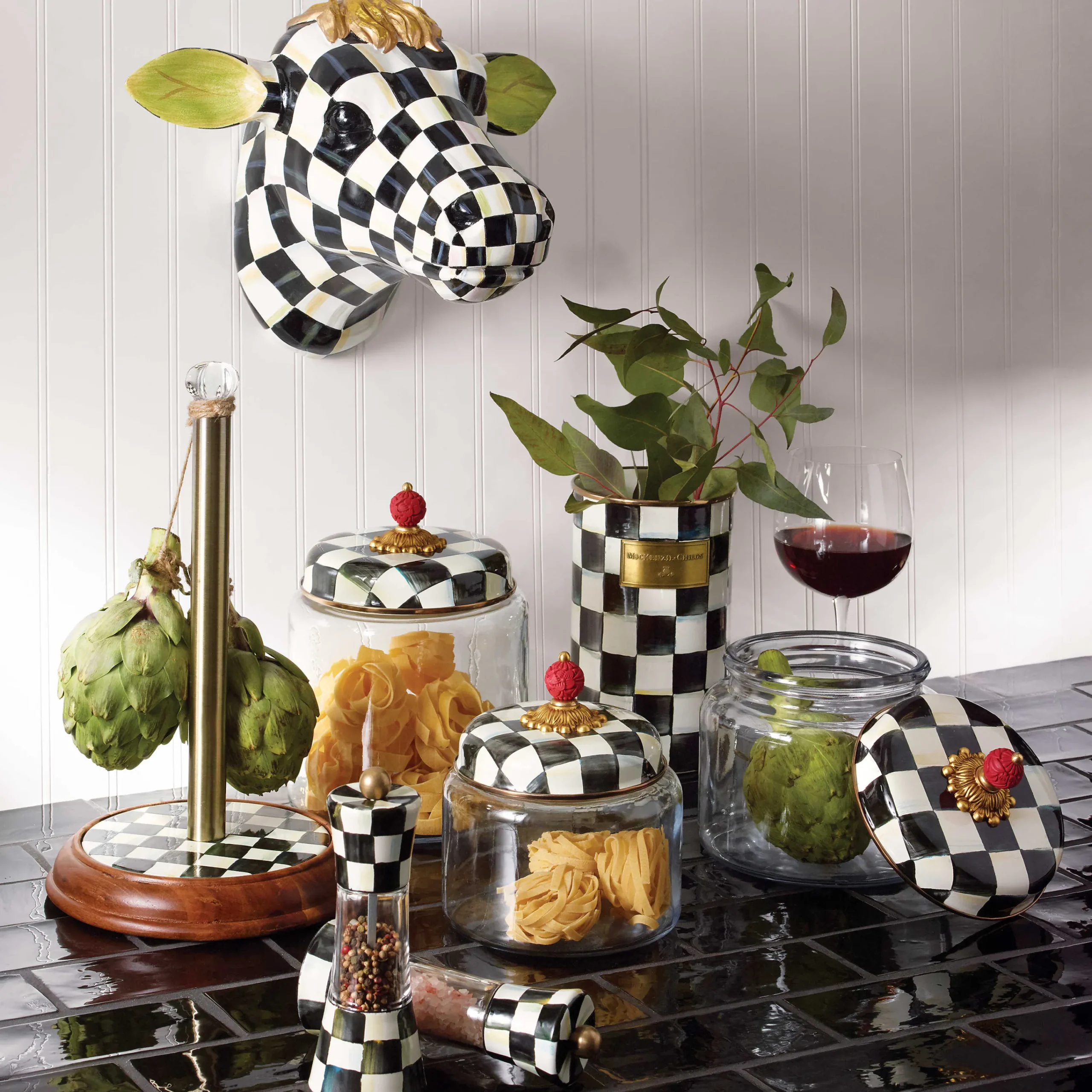 MacKenzie-Childs Courtly Check Kitchen Canister - Small* Room Accents