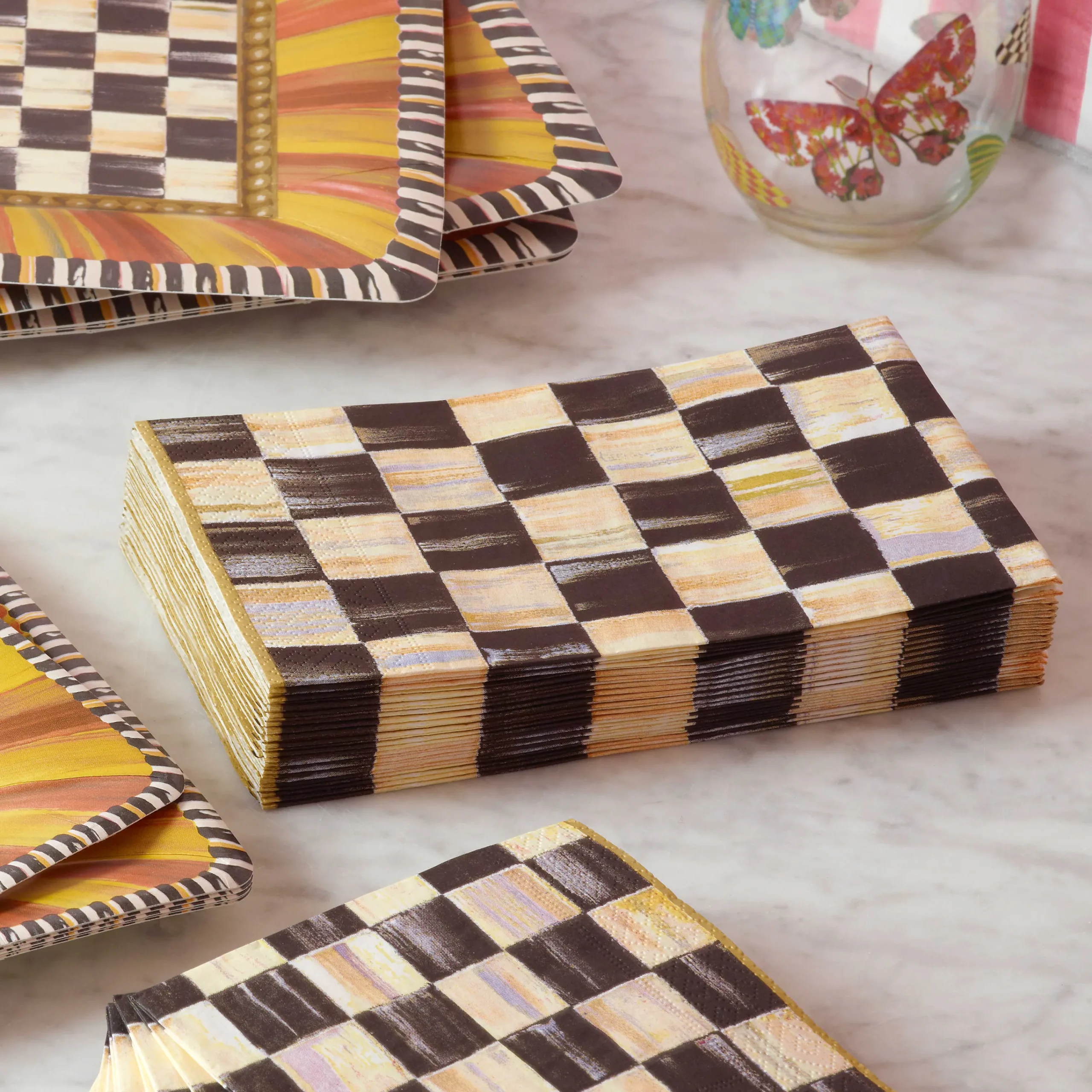 MacKenzie-Childs Courtly Check Paper Napkins - Guest - Gold* Outdoor Entertaining