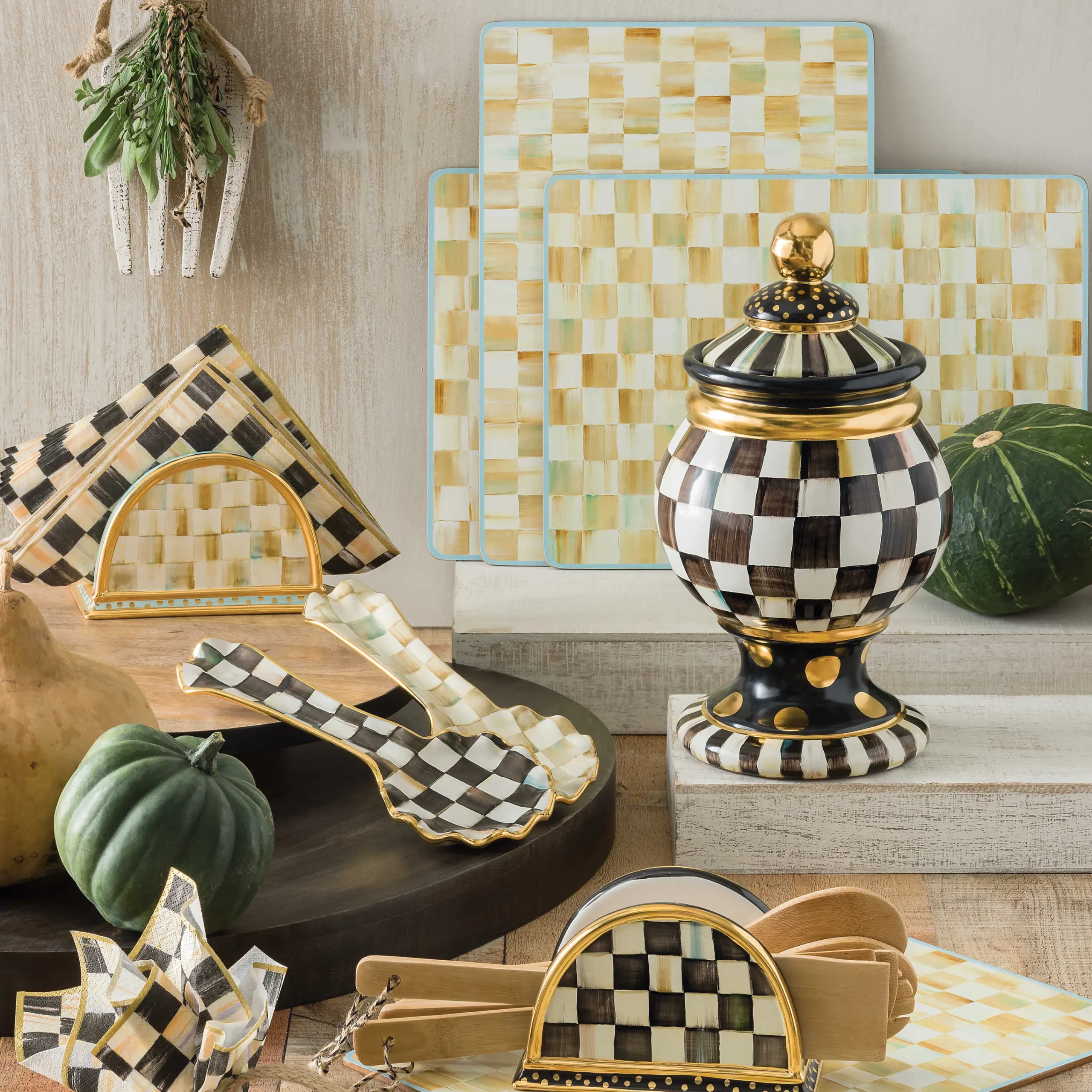 MacKenzie-Childs Courtly Check Paper Napkins - Dinner - Gold* Outdoor Entertaining