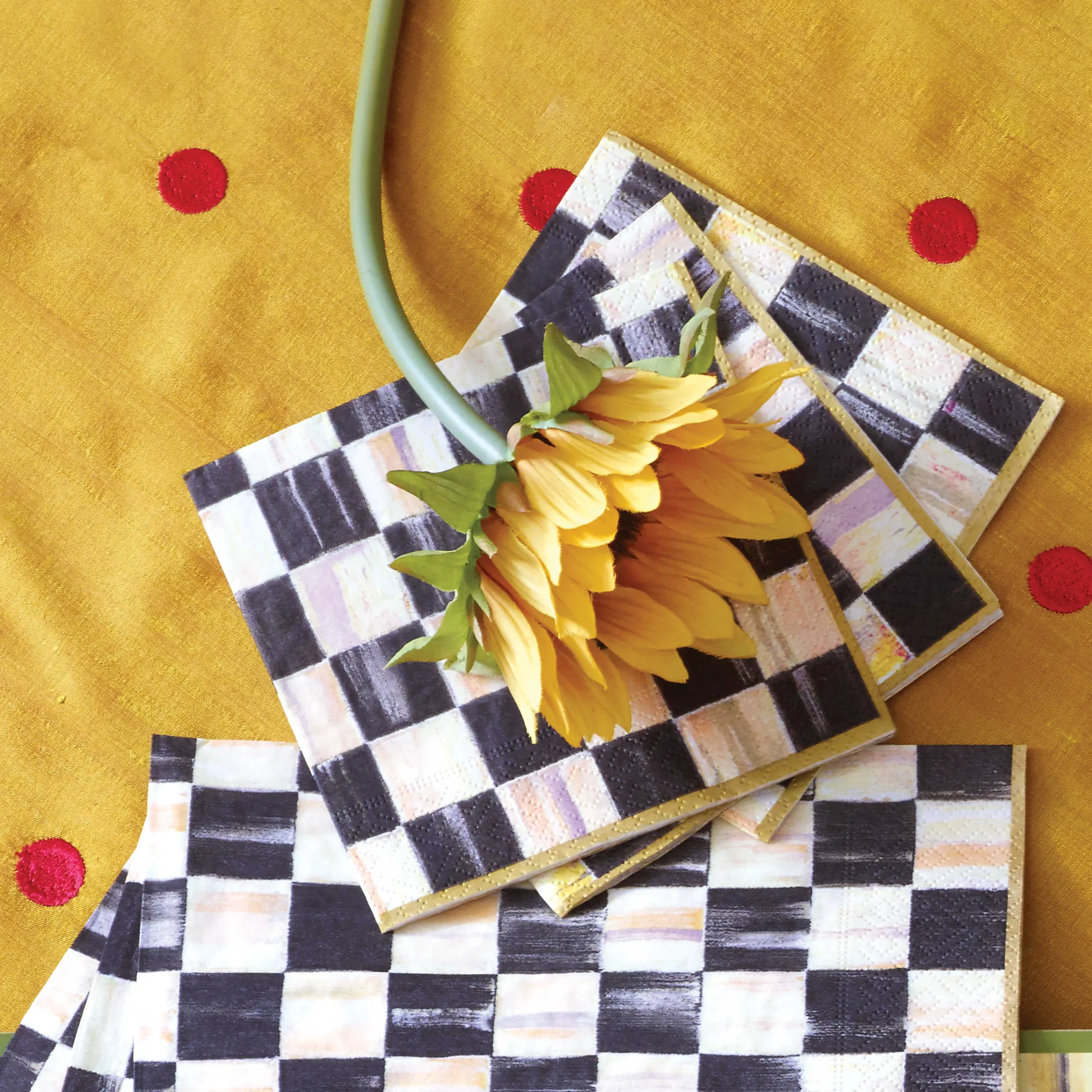 MacKenzie-Childs Courtly Check Paper Napkins - Cocktail - Gold* Outdoor Entertaining