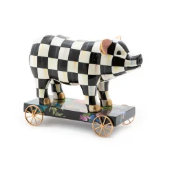 MacKenzie-Childs Courtly Check Pig On Parade Decor* Room Accents