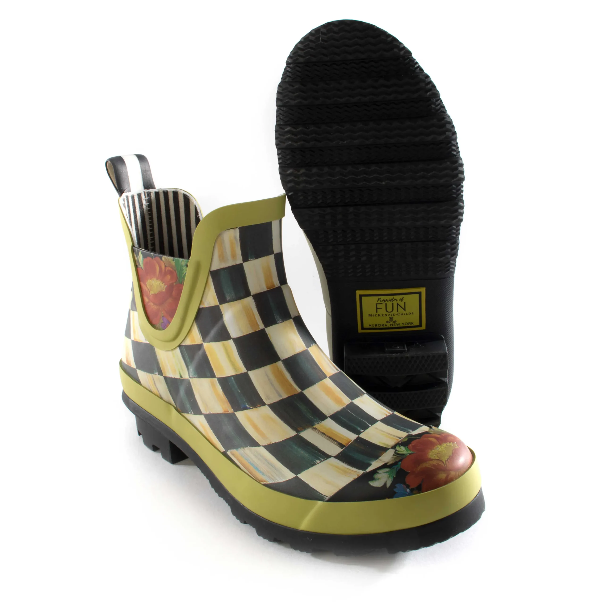 MacKenzie-Childs Courtly Check Rain Boots - Short - Size 9* Outdoor Decor