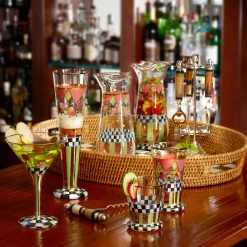 MacKenzie-Childs Courtly Check Rattan & Enamel Party Tray* Outdoor Entertaining