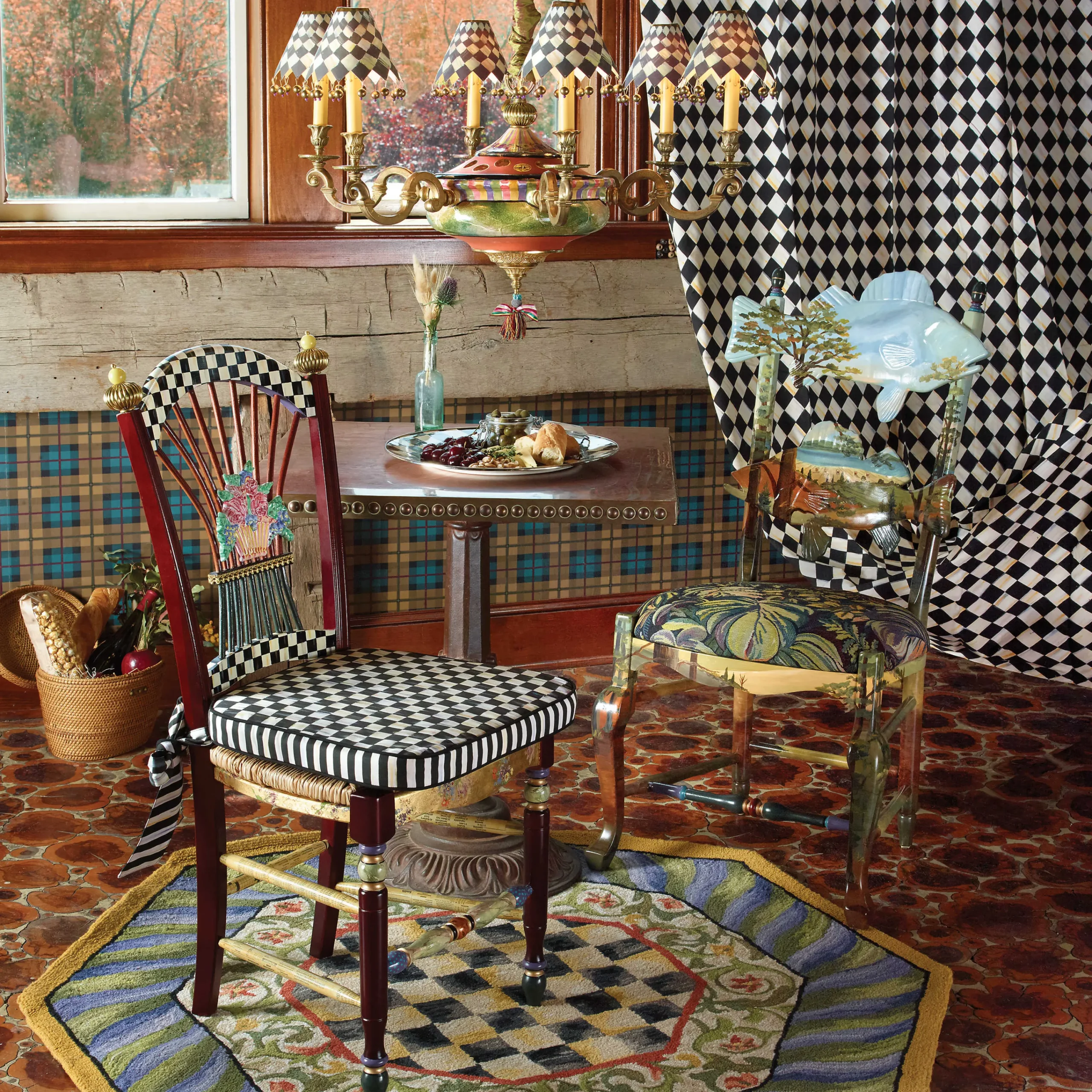 MacKenzie-Childs Courtly Check Rug - 5' Octagon - Purple & Green* Rugs