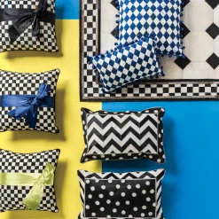 MacKenzie-Childs Courtly Check Sash Pillow - Black* Pillows, Throws, & Cushions