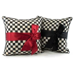MacKenzie-Childs Courtly Check Sash Pillow - Black* Pillows, Throws, & Cushions