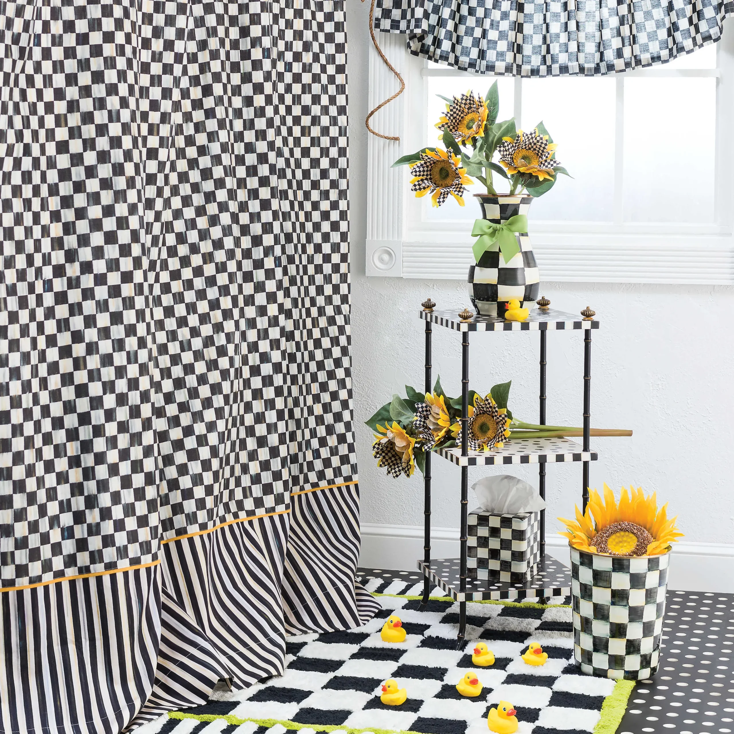 MacKenzie-Childs Courtly Check Tab Top Cafe Valance* Room Accents