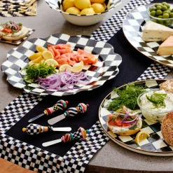 MacKenzie-Childs Courtly Check Table Runner - Black* Kitchen & Table Linens